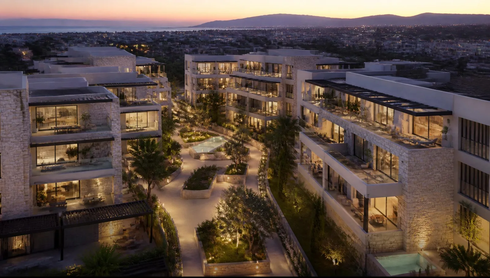 Peyzajla çevrili avlulu konut yerleşimi tasarımı